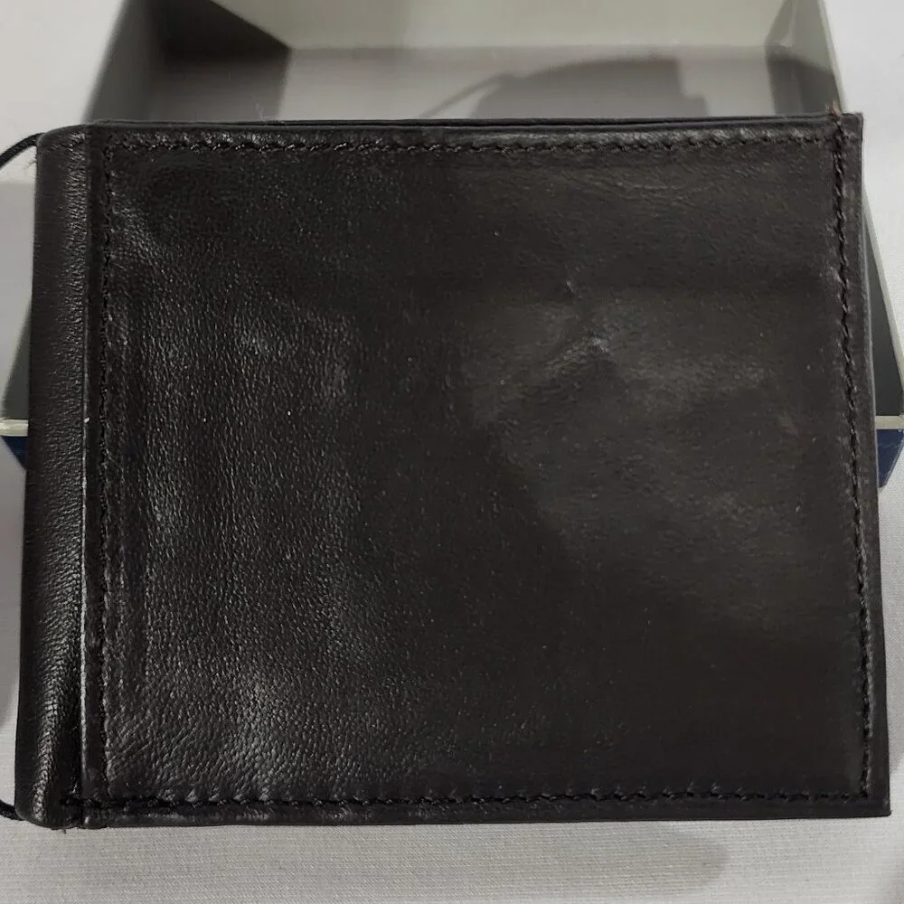 New Men's Stafford Slim Wallet Slimfold Contrasting Canvas Gen Leather Brown NWT